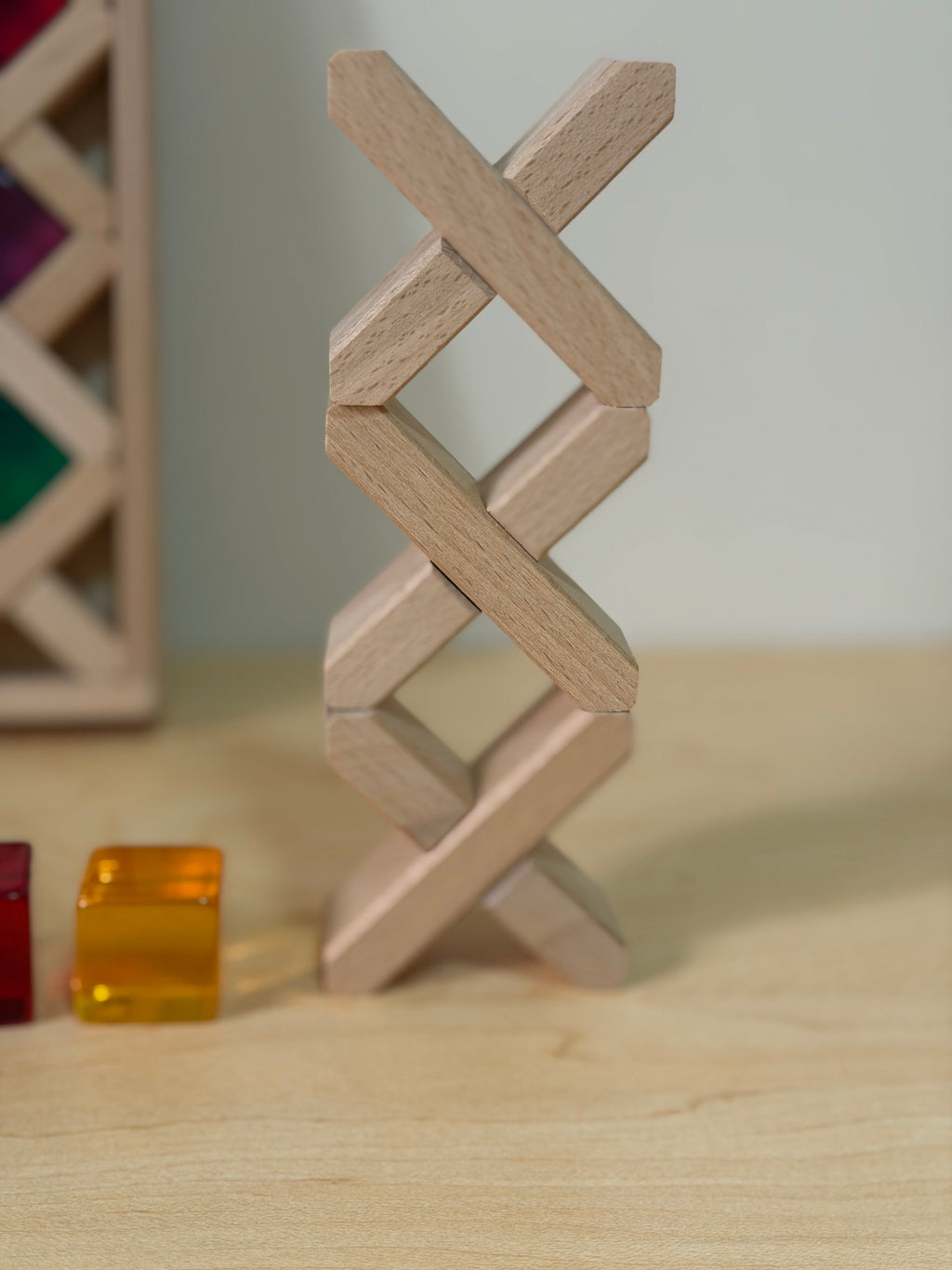 Wooden Lattice Blocks + Lucite Cubes