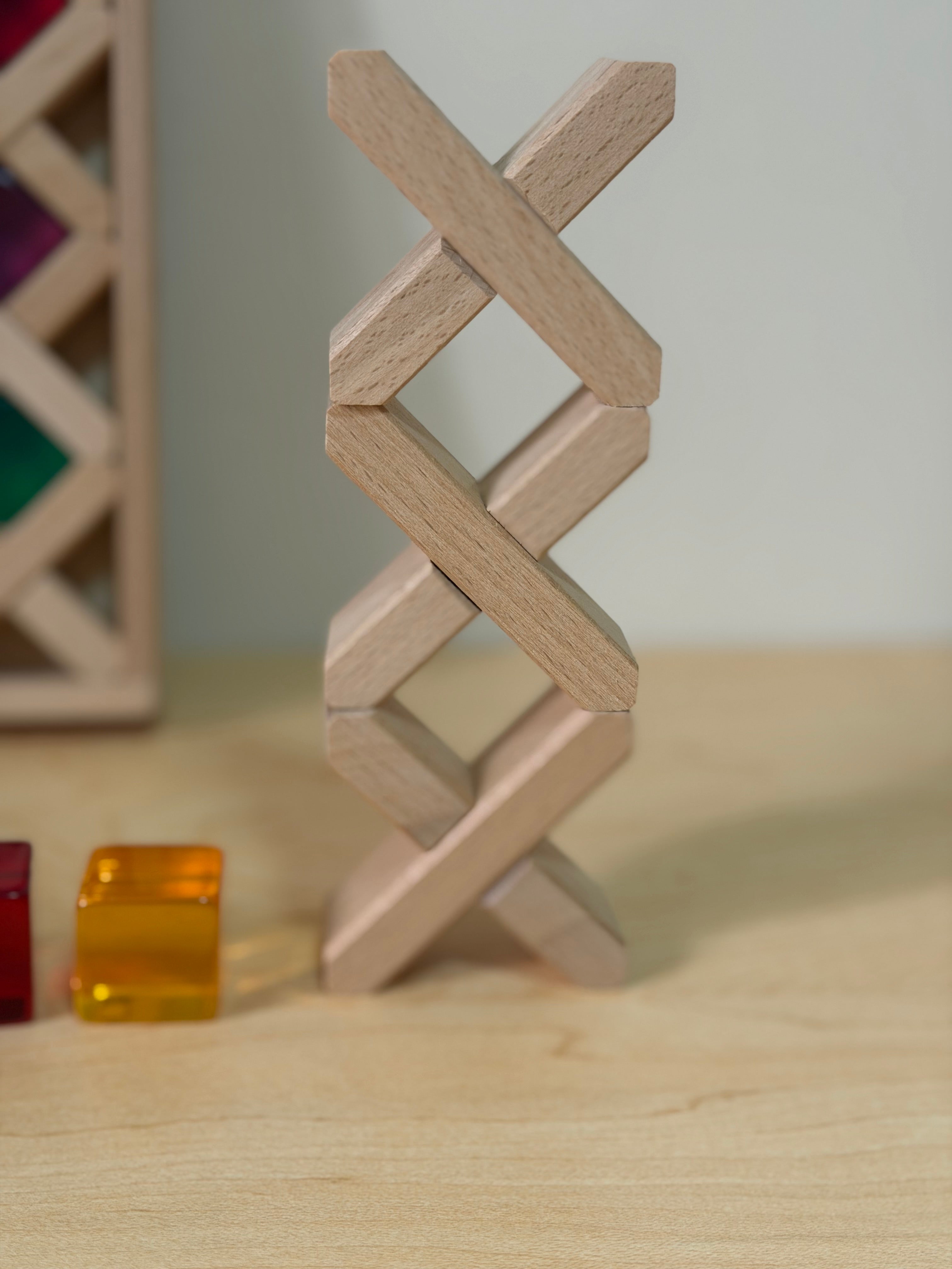 Wooden Lattice Blocks + Lucite Cubes