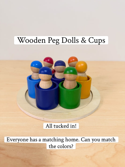 WOODEN PEG DOLLS & CUPS