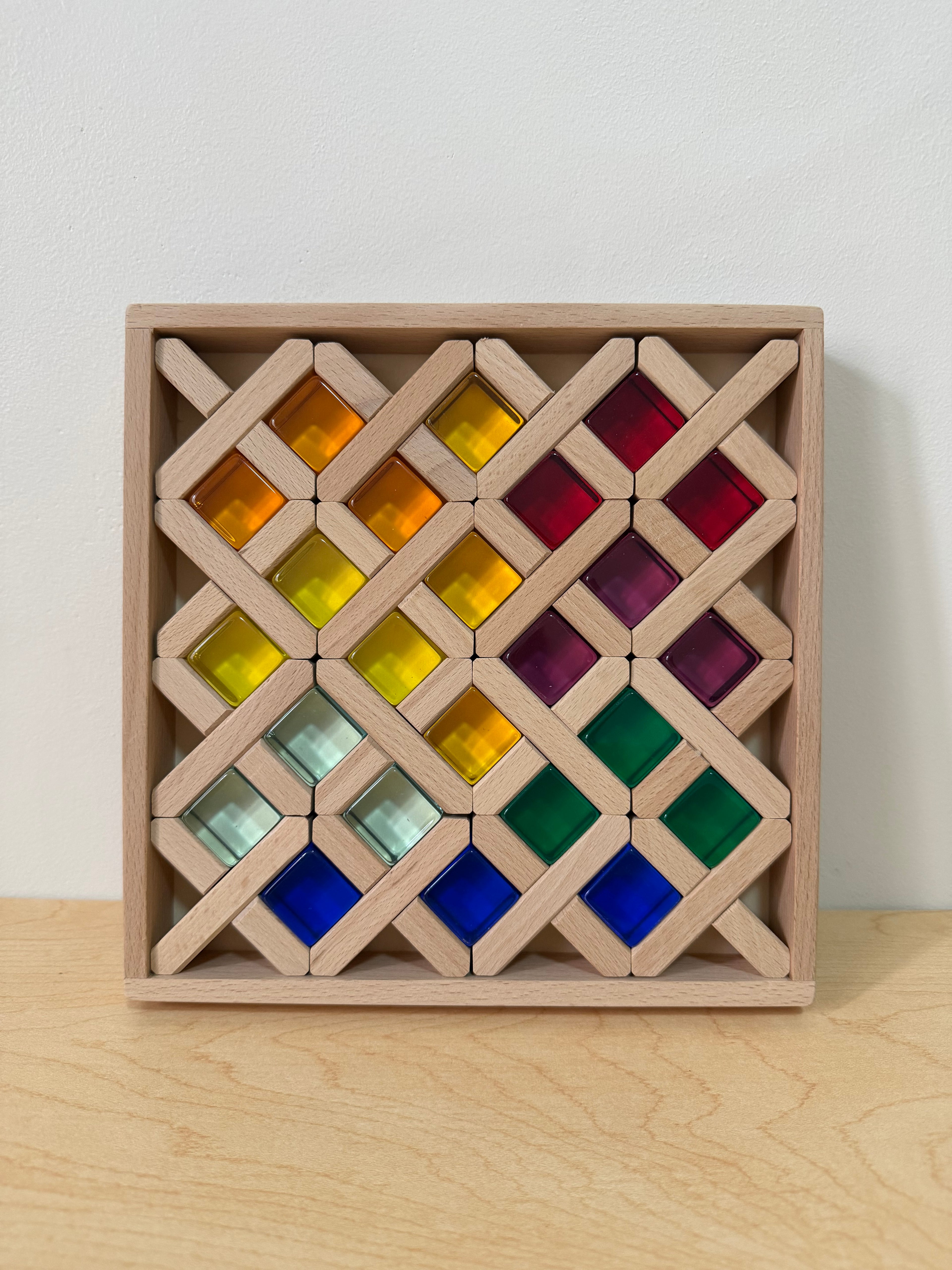 Wooden Lattice Blocks + Lucite Cubes