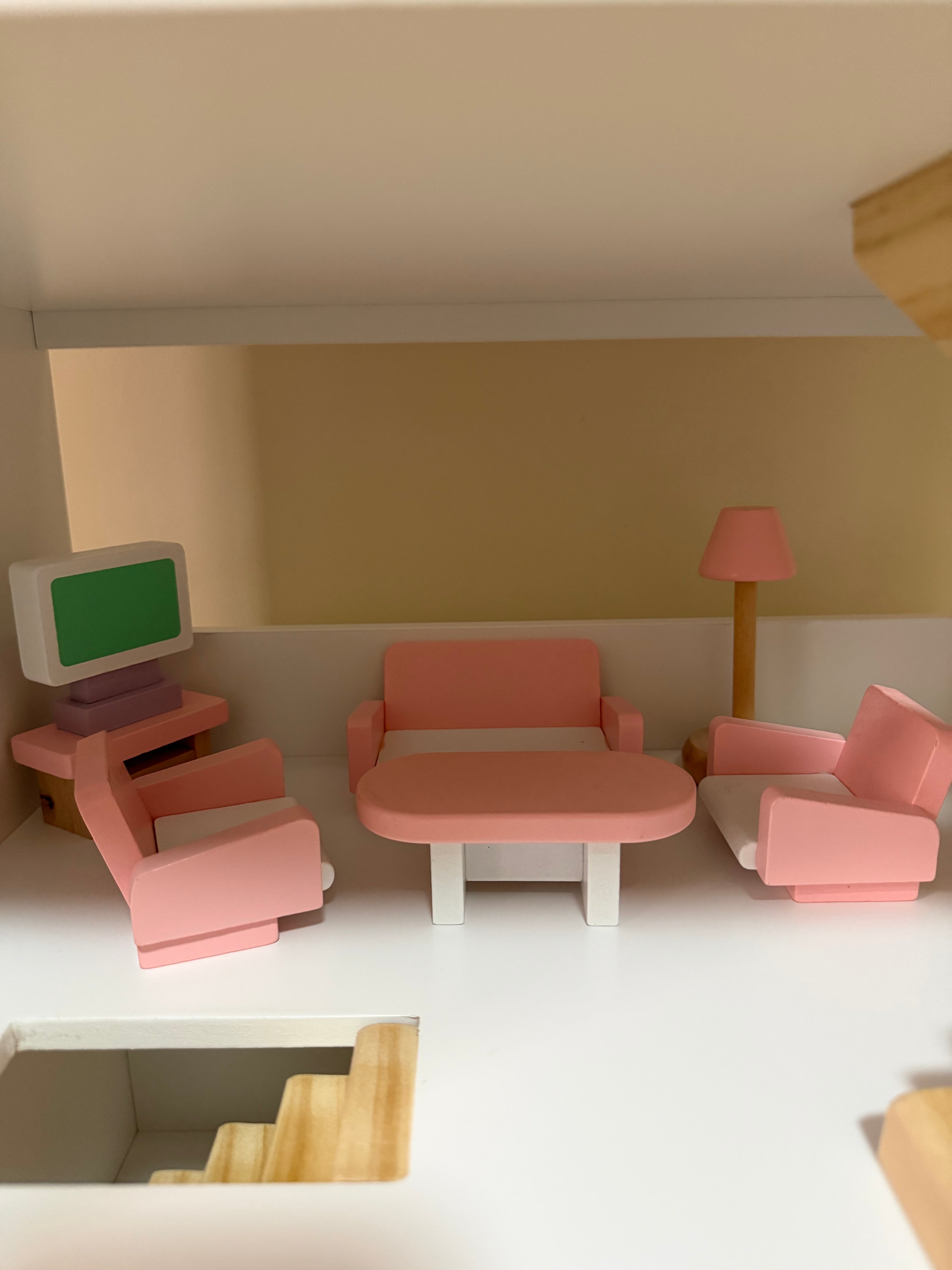 Pink Wooden Doll House