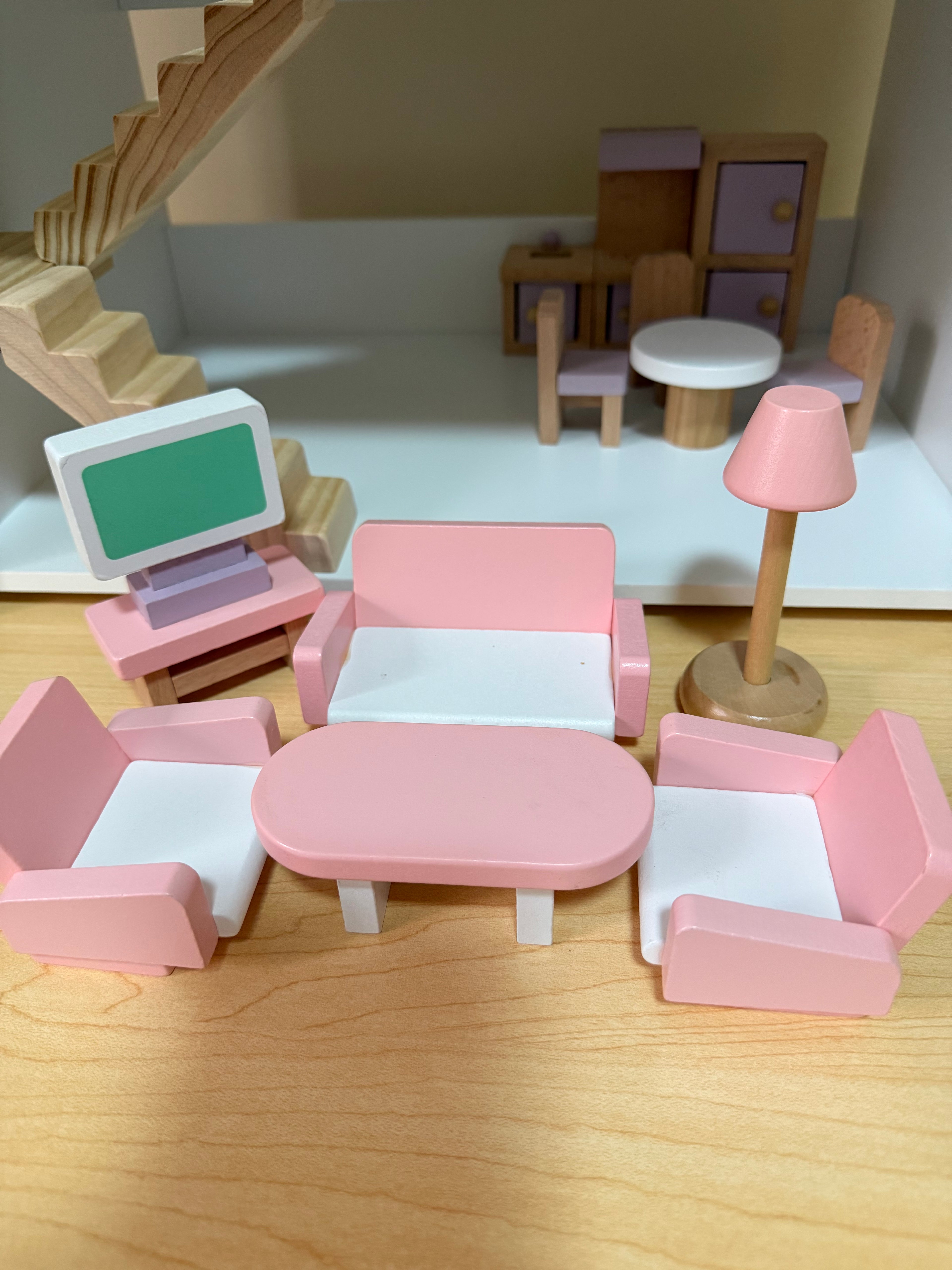 Pink Wooden Doll House