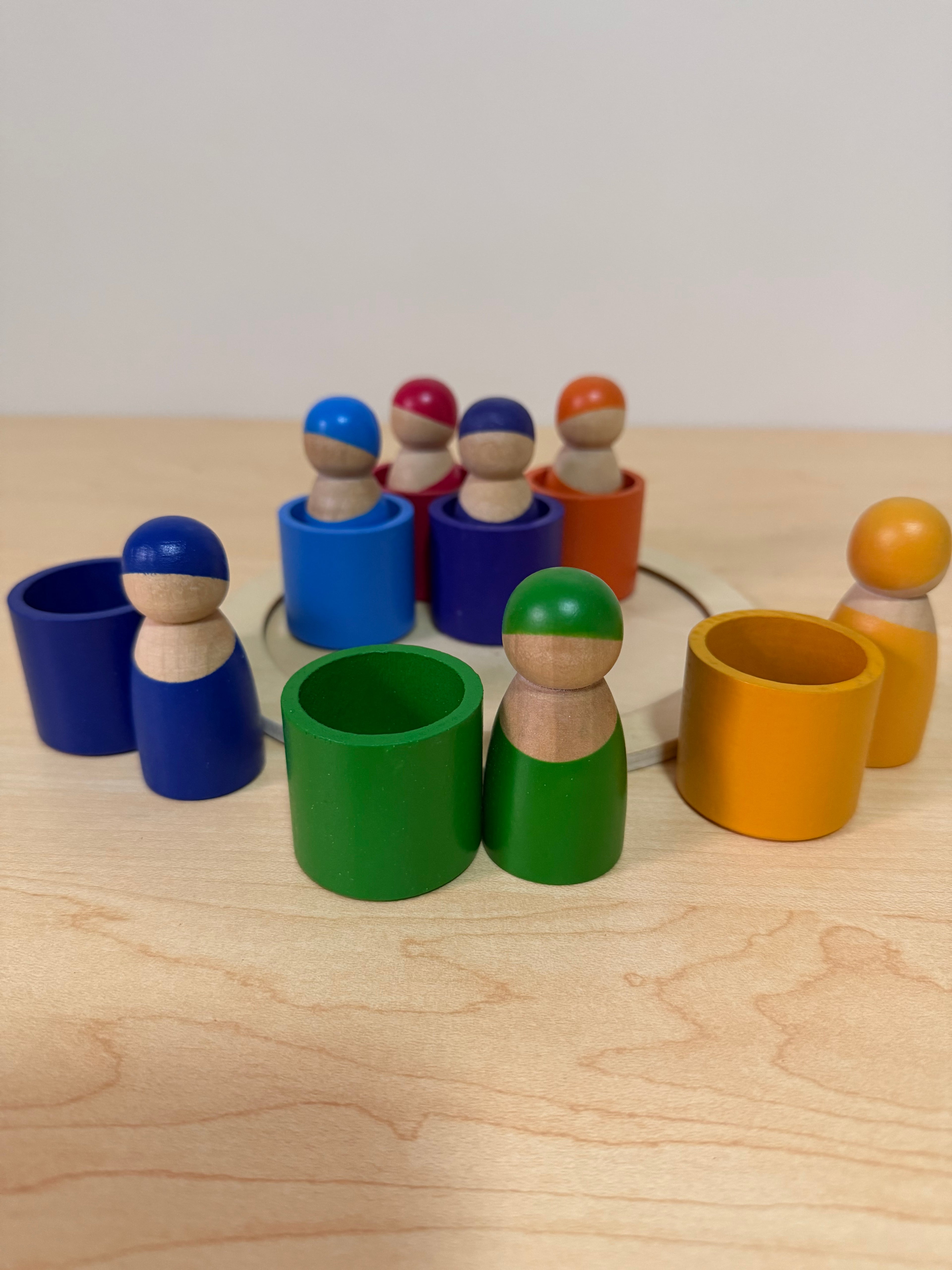 Wooden Peg Dolls & Cups