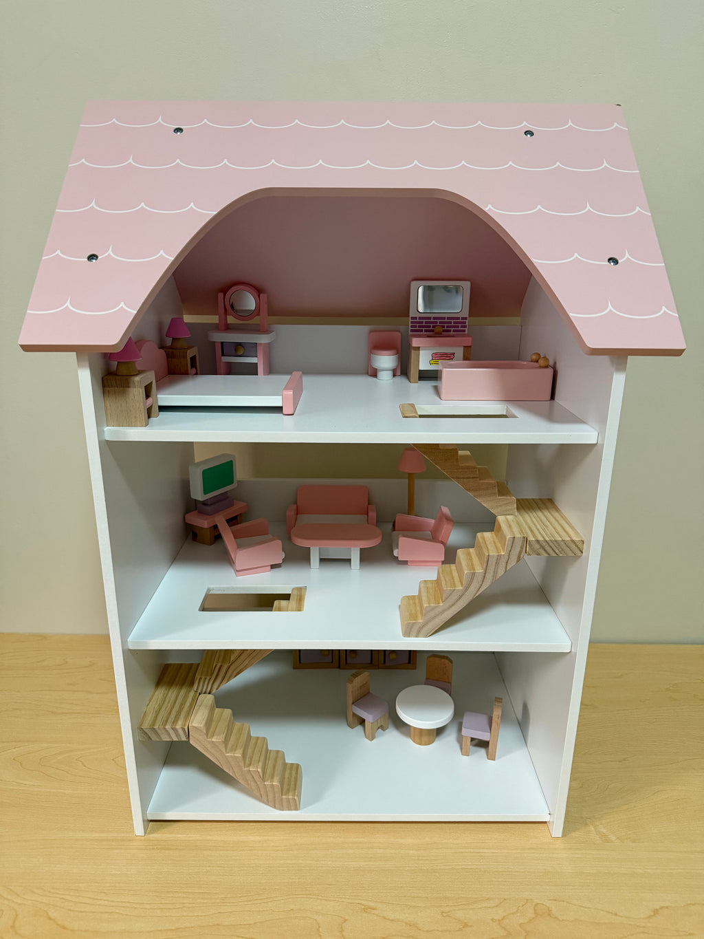 Pink Wooden Doll House