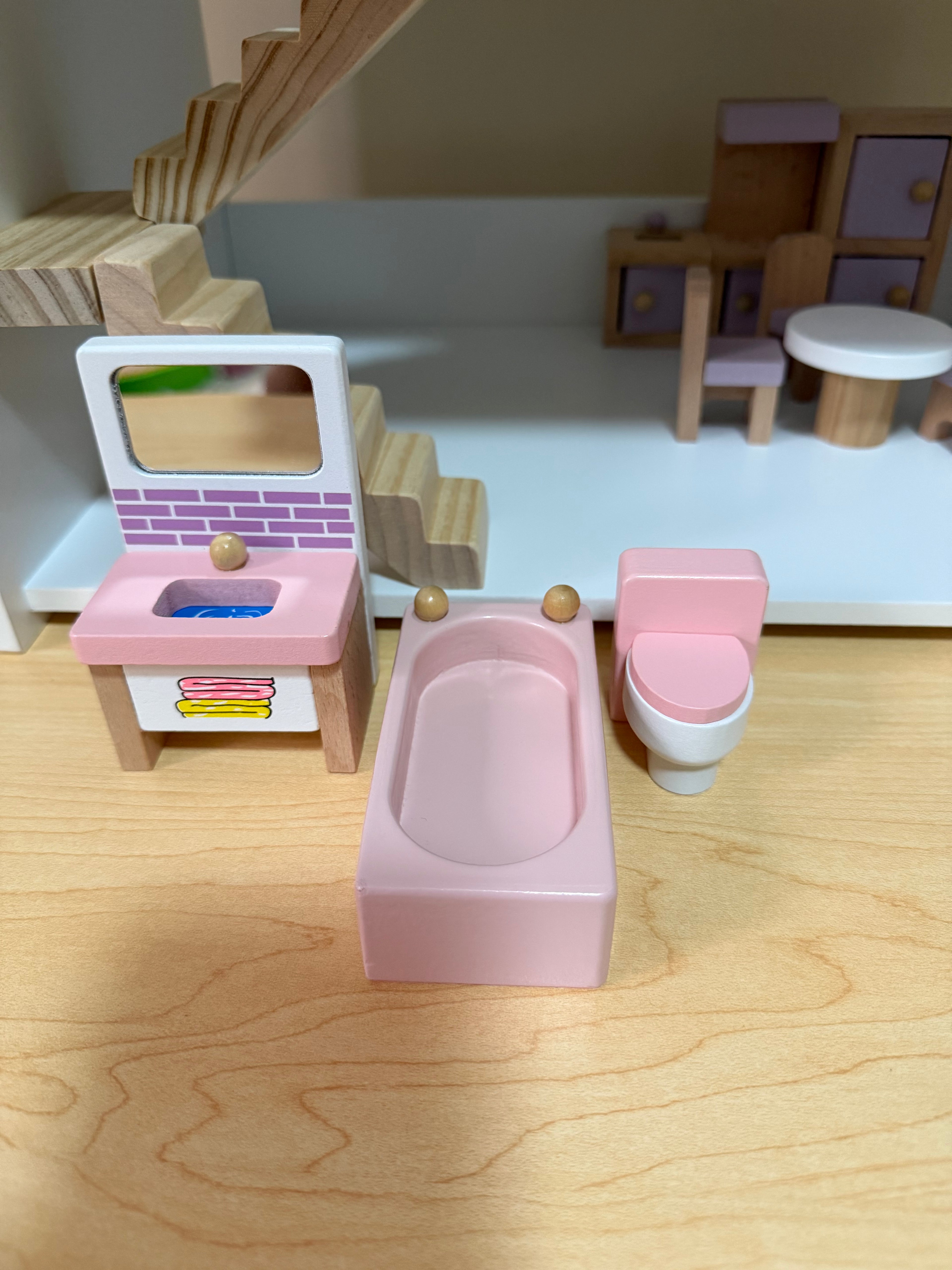 Pink Wooden Doll House